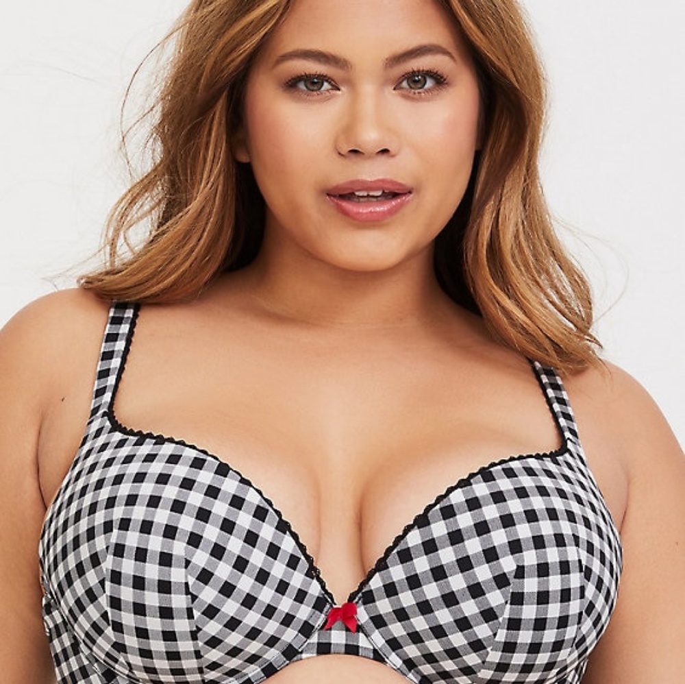 🎉HP 38 G BLK& WHT GINGHAM MICFIB PUSH-UP PLUNGE